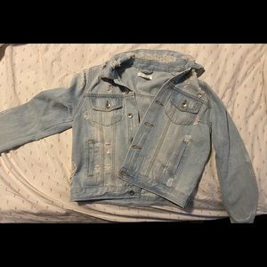light wash ripped jean jacket